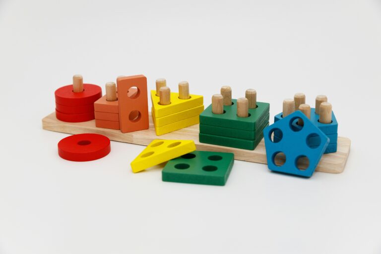 colorful Montessori wooden blocks for toddler learning